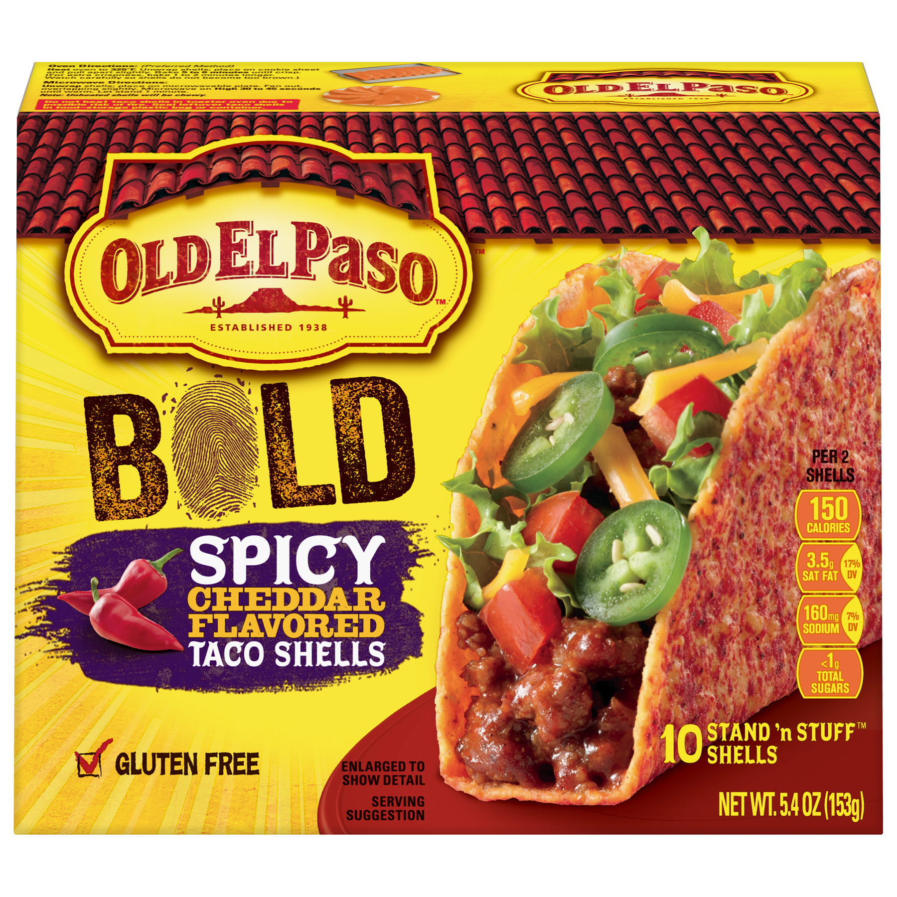 Old El Paso Gluten Free Bold Spicy Cheddar Flavored Taco Shells 5.4 oz