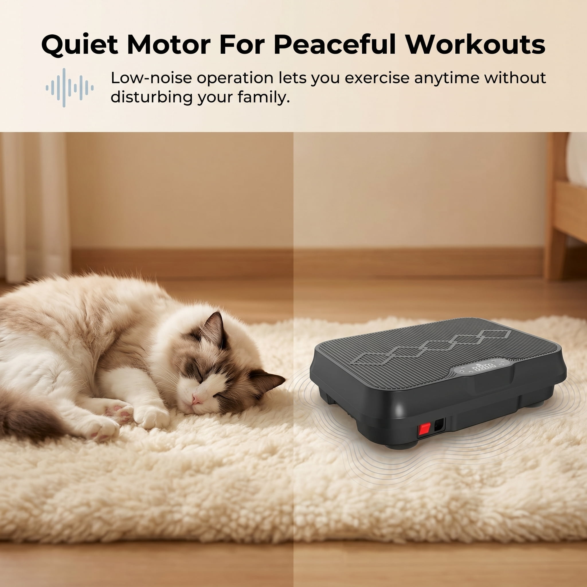 Vibration Plate Exercise Machine with Remote Control & Resistance Bands, Compact Whole Body Workout Platform for Home Gym, Black