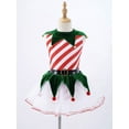 thumbnail image 3 of TSSOE Kids Girls Elf Stripes Christmas Dance Dress Ballet Dance Tutu Dress Pom Pom Holiday Party Outfits Red 16, 3 of 7