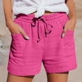 thumbnail image 2 of Shorts for Women Running Swim Athletic Solid Color Wrinkle Cloth High Waist Pocket Shorts, 2 of 7
