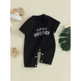 thumbnail image 3 of EYIIYE Combinaison de Base pour Bébé Garçon Manches Courtes Justaucorps Col Rond Broderie Lettres Été Vêtements Décontractés Quotidiens, 3 of 9