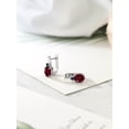 thumbnail image 4 of Gem Stone King 925 Sterling Silver Red Rhodolite Garnet and Blue Sapphire Earrings for Women (4.56 Cttw, Gemstone January Birthstone, Oval 9X7MM), 4 of 4