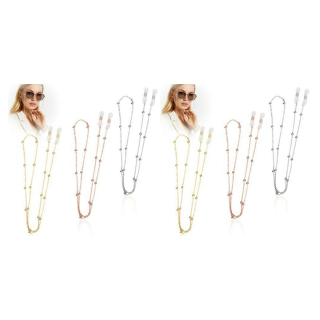 relayinert 3piece Fashion Glasses Chain For Women And Men Exquisite Easy To Install Universal To Match 2Set