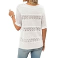 thumbnail image 3 of Womens Summer Tops Short Sleeve Crew Neck Knit Sweaters White XL, 3 of 7