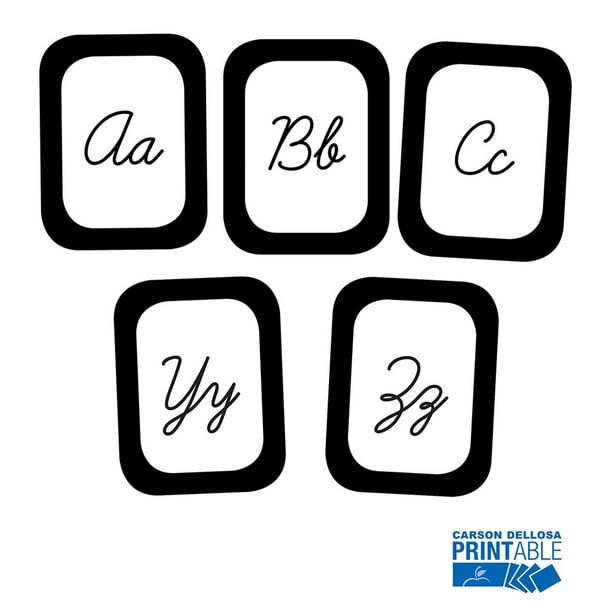 simply stylish cursive alphabet cards printable bulletin board set grade 2 5 walmart com