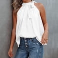thumbnail image 2 of Summer Tops for Women European And Women's Summer New Neck Bow Leopard Print Sleeveless Vest Tops for Leggings Women Baseball Long Sleeve Shirt Fashion Thermal Leggings plus Size Thermals White 2XL, 2 of 6