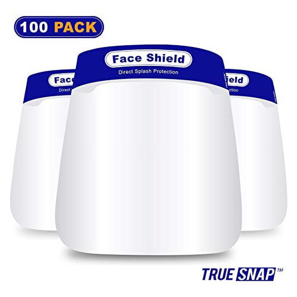 Face Shield 100-Pack, Reusable Transparent Anti-Fog Visor Full Face Safety Cover with Comfort Foam,100-Pack