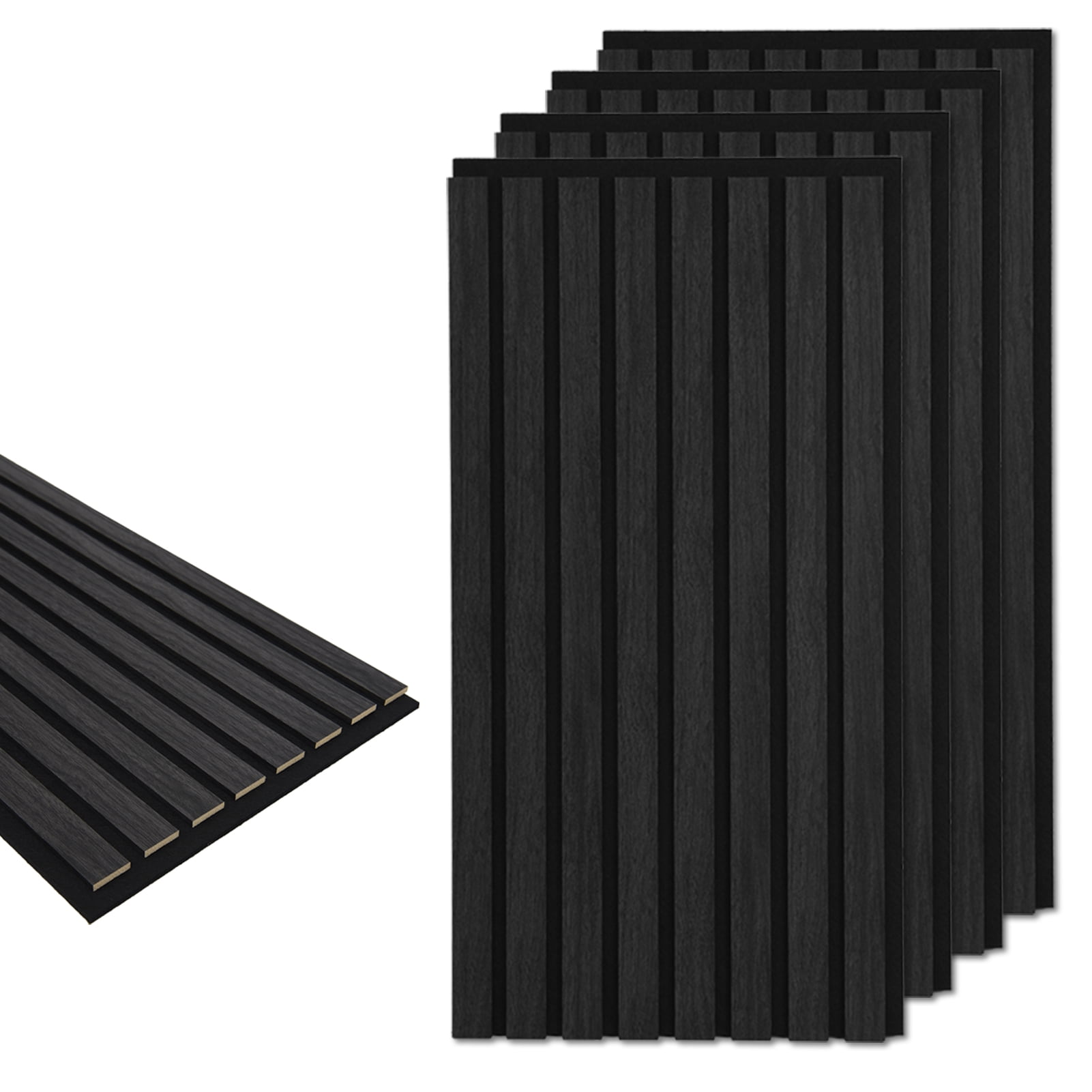4Pcs 24" x 12" Wood Slat Acoustic Wall Paneling for Modern Interior wall Decor,MDF Accent Wooden Wall Panels,8 Sq.ft,Gray Oak