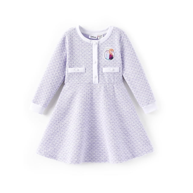 Vestido tipo jersey Disney Frozen Elsa Anna para niñas 2T morado