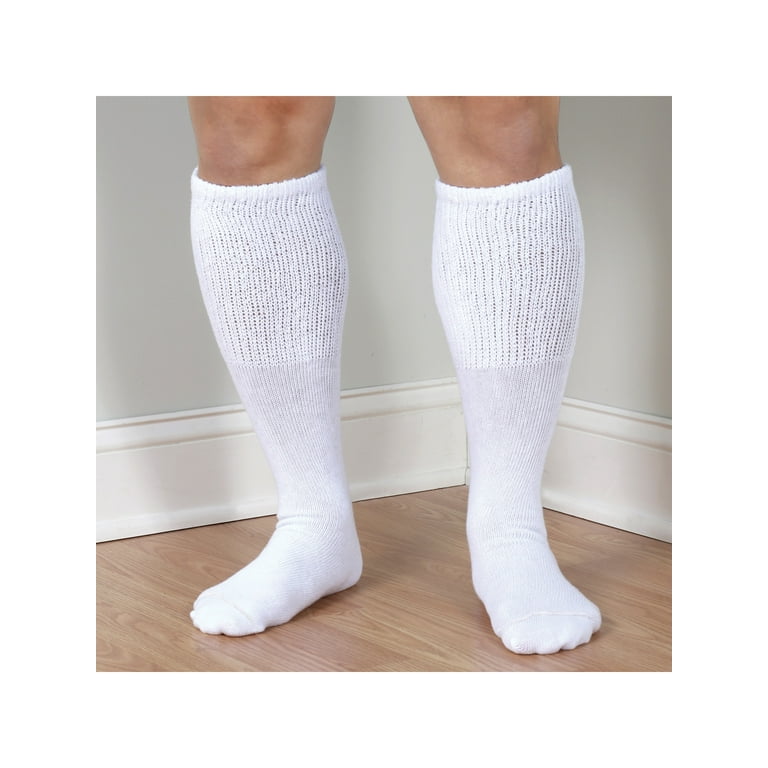 Men's Extra Wide Calf Diabetic Knee High Socks - 3 Pairs