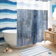 thumbnail image 5 of No Hook Shower Curtain, Blue Shower Curtains for Bathroom with See Through Top Window, Retro Oil Painting Modern Abstract Art Aesthetics Waterproof & Washable Bath Curtain Stall 48"x72", 5 of 9