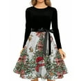 thumbnail image 4 of Women's Fashionable and Elegant Autumn and Winter Long-sleeved Round Neck Christmas Print Dress for Holiday Parties and Casual Wear, Stylish Women's Seasonal Dress,White,XL, 4 of 4