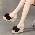 thumbnail image 7 of ShiShine Womens Open Toe Wedge Slide Sandals Lace Flower Linen Platform Non-Slip Casual Summer Fashion Sandals, 7 of 7