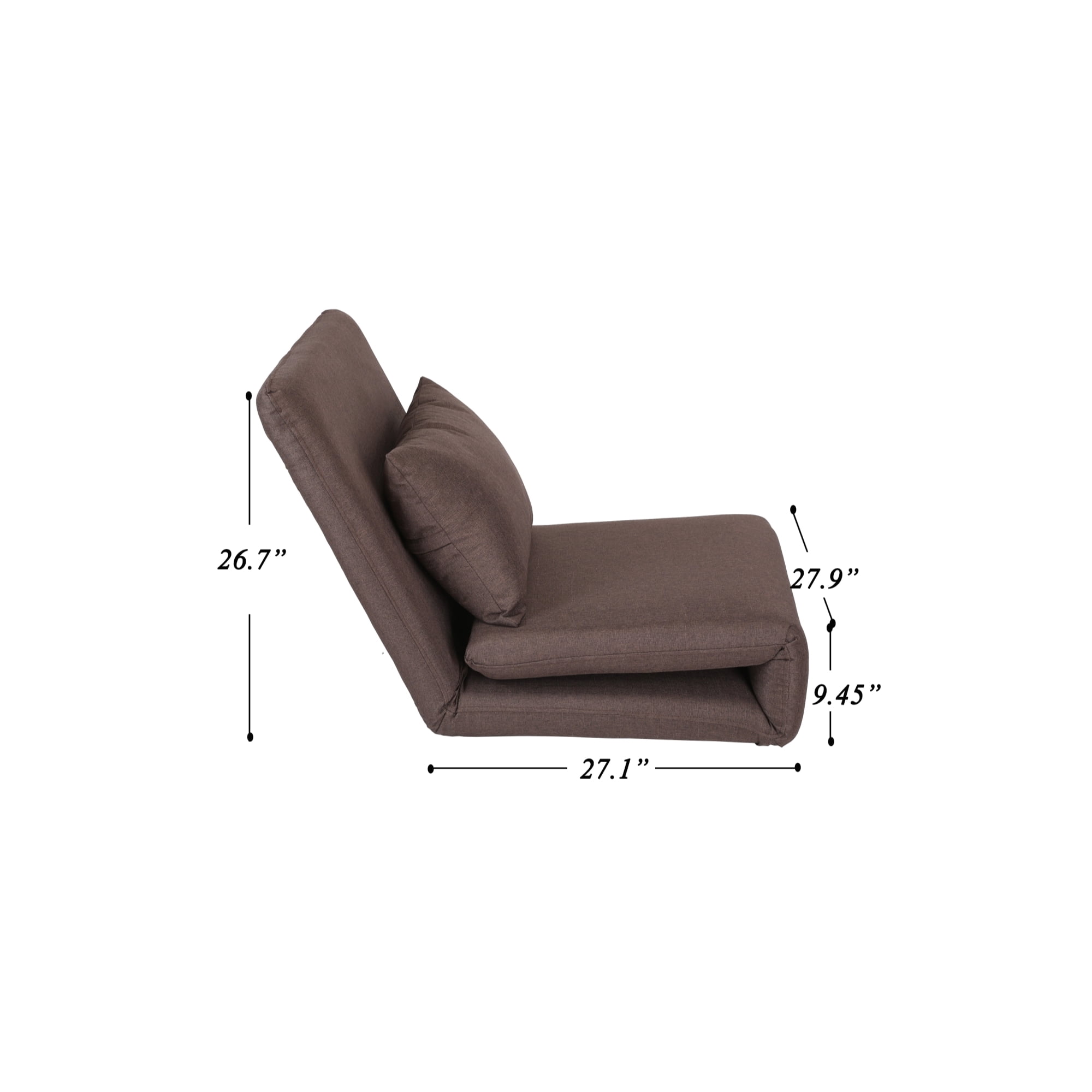 Relaxie Brown Linen Flip Chair - Sleeper Dorm Bed Couch Lounger Sofa, 5-Position Adjustable, Convertible