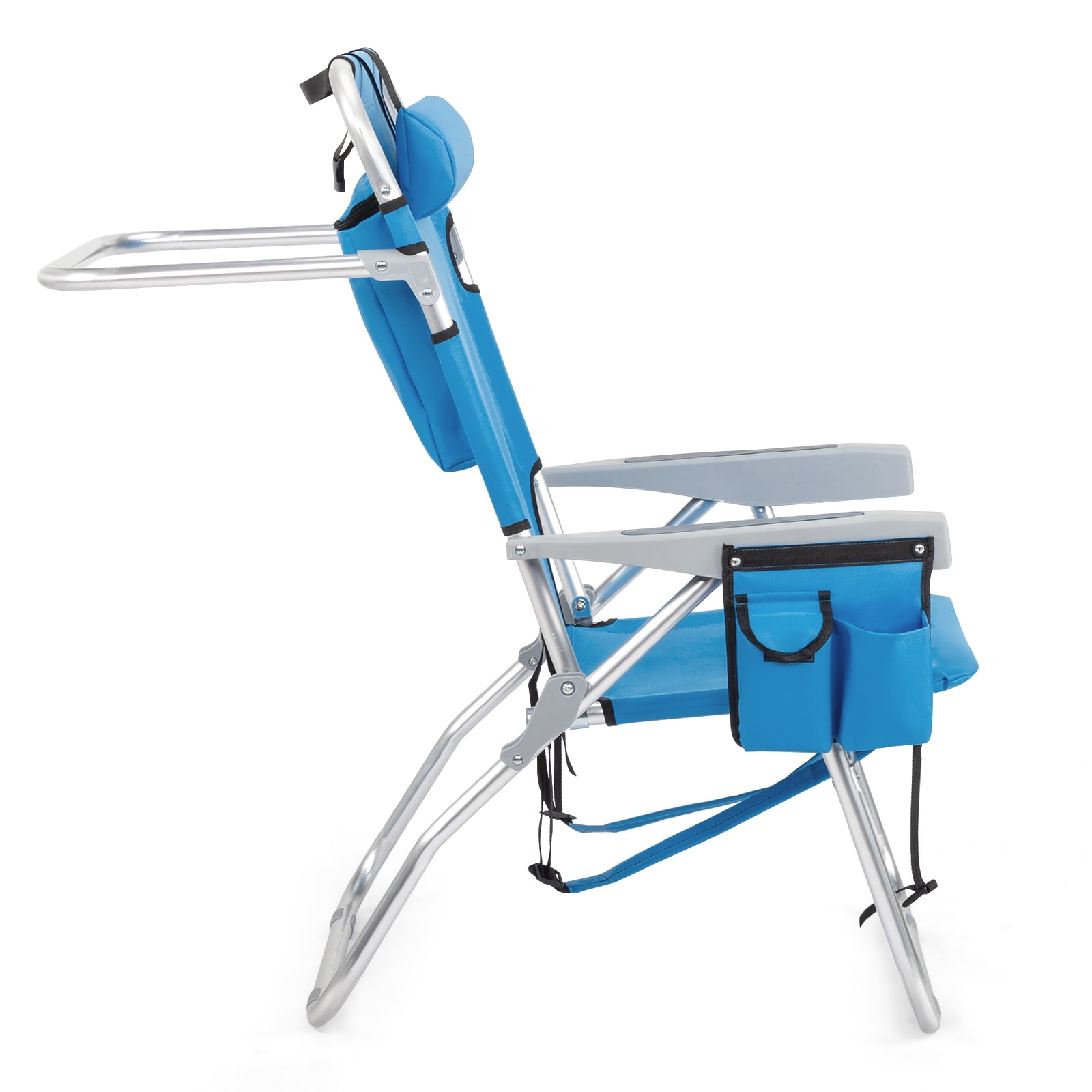 Beach Chair, Heightened Oxford Cloth Silver White Aluminum Tube Bearing Blue 63*70*99cm