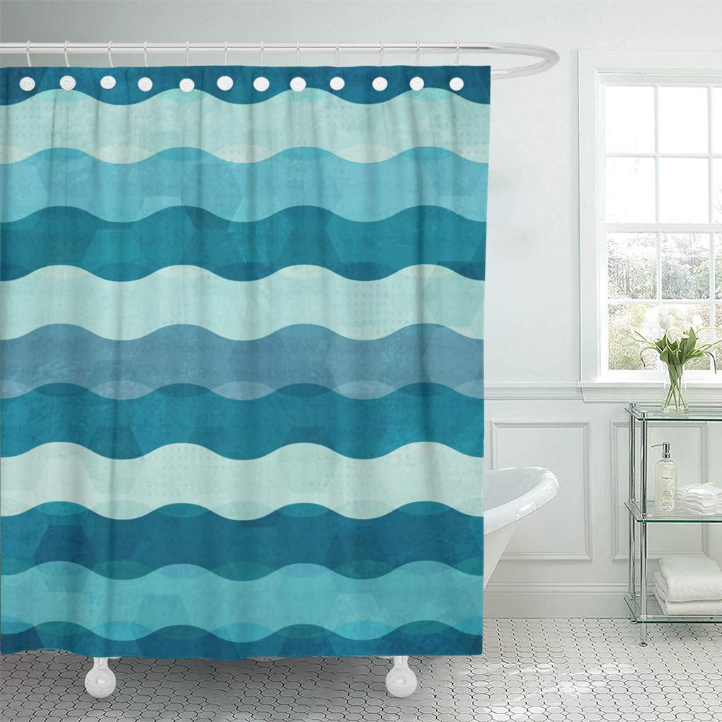 CYNLON Blue Water Abstract Waves Sea Pattern Beach Surf Cool Bathroom Decor Bath Shower Curtain 8x8 inch - Walmart.com