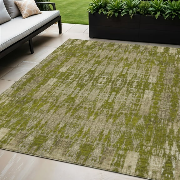 5' X 8' Olive Green Taupe And Beige Moroccan Washable Indoor Outdoor Area Rug