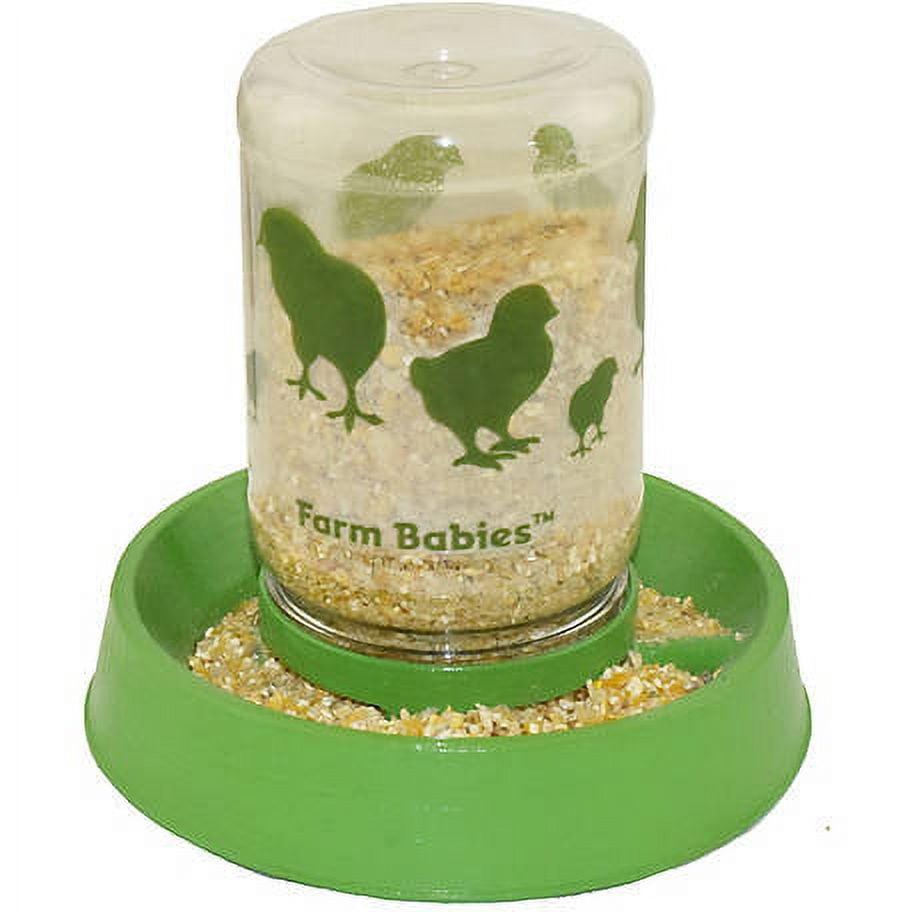 Lixit Happy Home Baby Chick Feeder and Waterer, BPA-Free Plastic, 32 oz, Green