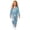 F211-Blue, variant on FYDUU Girls Pajamas Bow Printed Long Sleeve Button Down Shirt and Pants Soft Sleepwear Kids Nightwear Fall Loungewear Sets 3-4 Years
