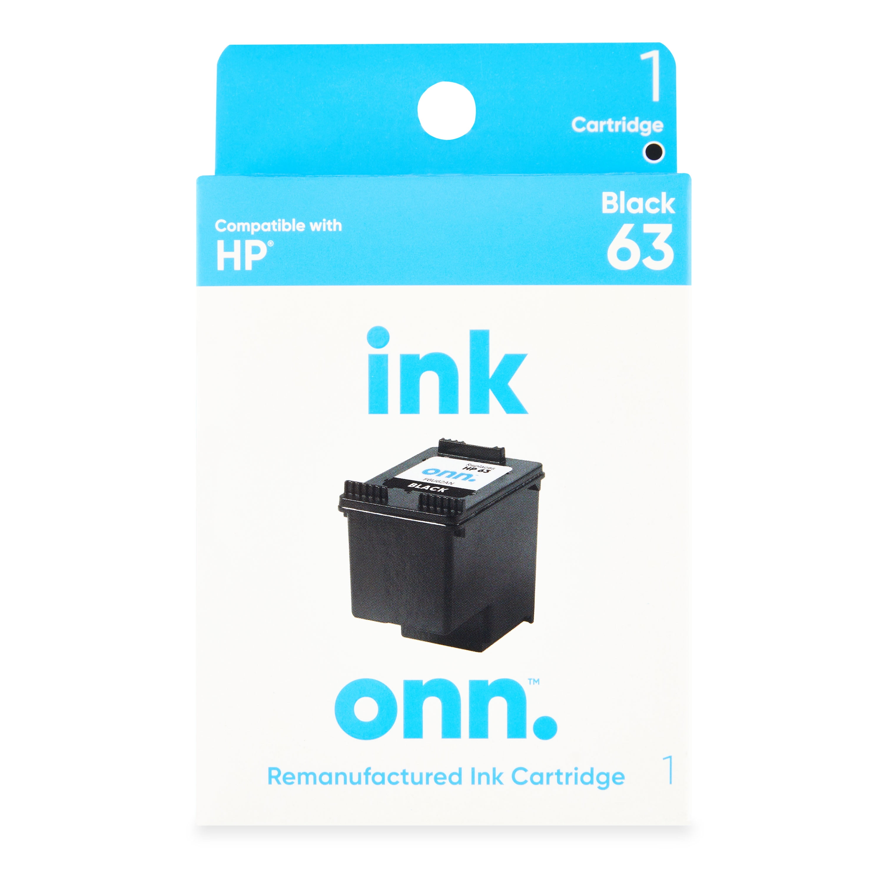 onn. Remanufactured Ink Cartridge, HP 63 Black