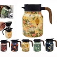 thumbnail image 5 of Thermal Coffee Carafe, Coffee Carafe Insulated, 34 Oz, 1 Pc, Floral Print, Wooden Handle, Water Vacuum, Home Kitchen, Sealed Lid, Light Pink, Heat Retention, 5 of 9