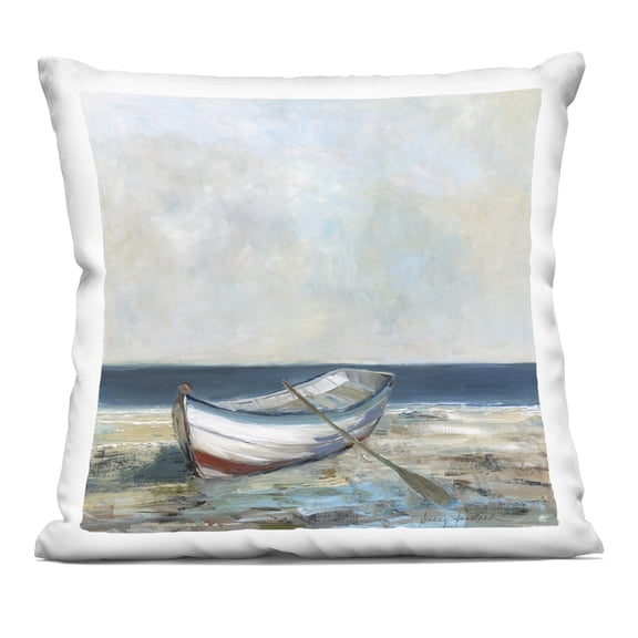 Stupell Industries Boat & Oar on Shore Design by Sally Swatland Throw Pillow