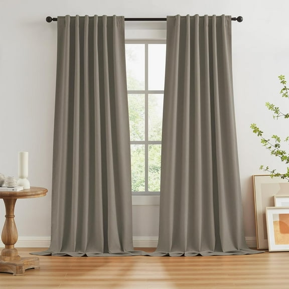 102 Inch Blackout Curtains Taupe Set of 2 Panels Home Decor