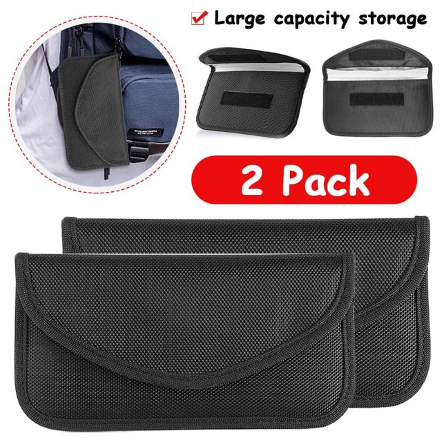 HLONK Signal Blocking Bag 2Pcs GPS Faraday Bag Shield Cage Pouch Wallet Phone Case for Cell Phone Privacy Protection and Car Key FOB Anti-Tracking Anti-Spying