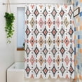 thumbnail image 3 of Boho Colorful Geometric Shower Curtain Set, Waterproof Shower Curtains for Bathroom, Modern Abstract Ethnic Rhombus Washable Fabric Cloth Bath Curtain for Bathtub Decoration with Hooks 54x78 Inches, 3 of 9