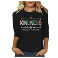 thumbnail image 1 of T-shirt Décontracté pour Femme à Col Rond avec Imprimé de Lettres, Manches 3/4, 1 of 4