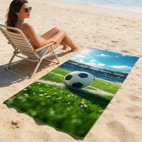 Soccer Beach Towel Oversized Quick Dry Bath Towels Gift Thick Sand Free Beach Towels for Kids Adult Travel Pool Swimming Camping