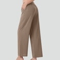 thumbnail image 5 of Miluxas Wide Leg Pants for Women Flowy Drawstring Elastic Waist Trousers with Pockets Summer Beach Vacation Clothes Khaki, 5 of 7