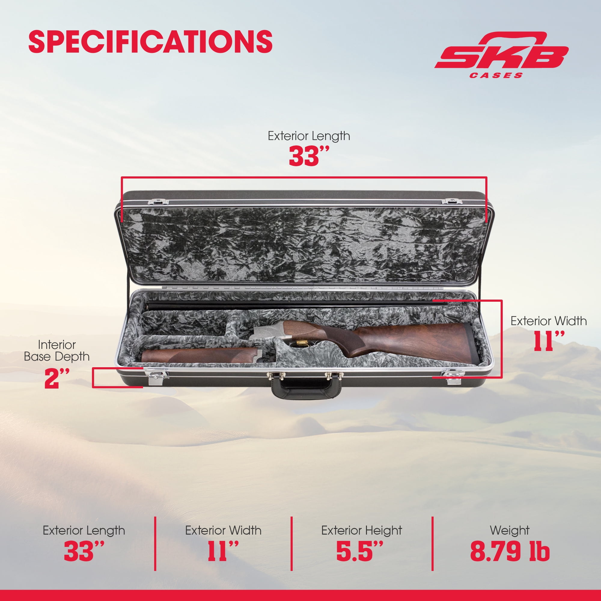 SKB STANDARD BREAKDOWN SHOTGUN CASE W/ALUM VALANCE CONTOURED POLY