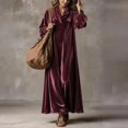 thumbnail image 5 of Jowdiw Velvet Dress for Women Plus Size Long Sleeve Cowl Neck Loose A Line Maxi, 5 of 6