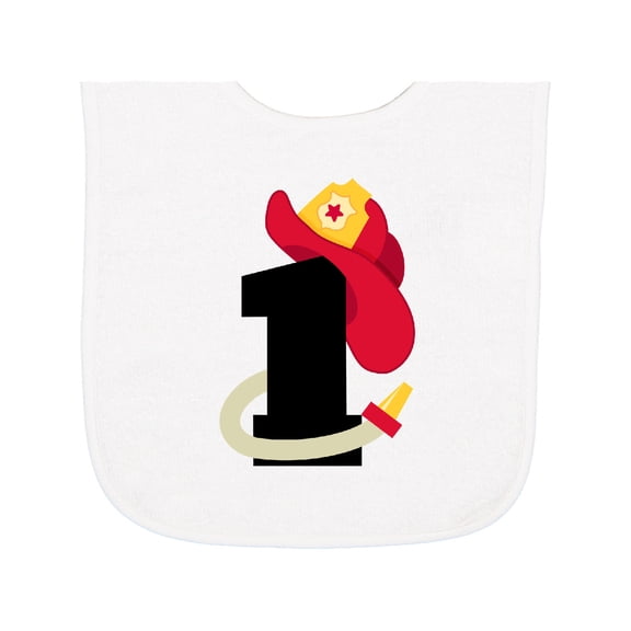 Inktastic Fireman 1st Birthday Baby Terry Cloth Bib