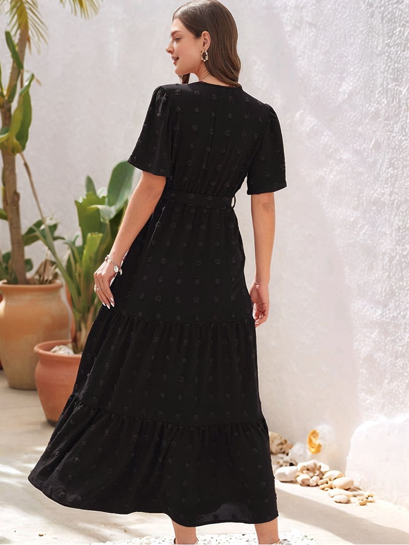 Boho Dot Summer Maxi Dresses for Women Wrap V Neck Short Sleeve Long Flowy Church Wedding Guest Dress Black XXL - Walmart.com Boho Dot Summer Maxi Dresses for Women Wrap V Neck Short Sleeve Long Flowy Church Wedding Guest Dress Black XXL - Walmart.com