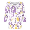 thumbnail image 4 of Ichuanyi Womens Easter Printed 3/4 Length Sleeve Tops Casual Loose Fit Crewneck T Shirts Cute Solid Three Quarter Length Tunic Tops, 4 of 7