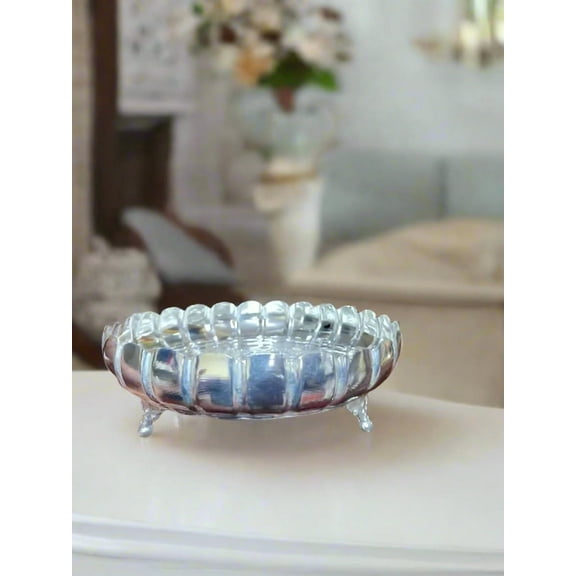 german silver flower tray for snacks/ pooja/ gift item/ serving/ fruits