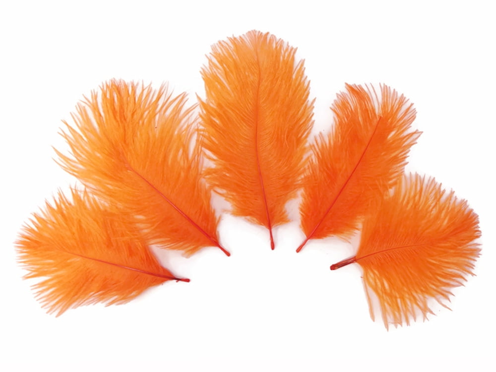 Wholesale Orange Ostrich Small Mini Confetti Feathers Bulk Doll Mardi Gras Craft