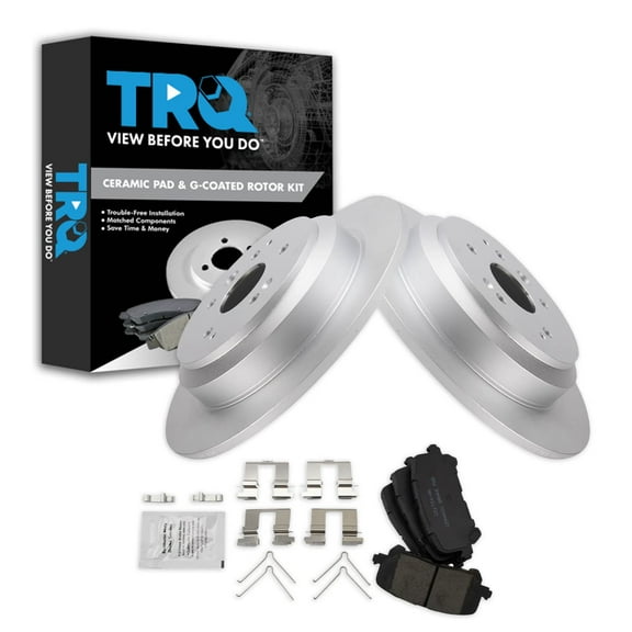 TRQ Rear Brake Pad & Rotor Kit Brake Pads Brake Rotor Ceramic Premium G-Coated Fits Select 2014-2016 Acura MDX