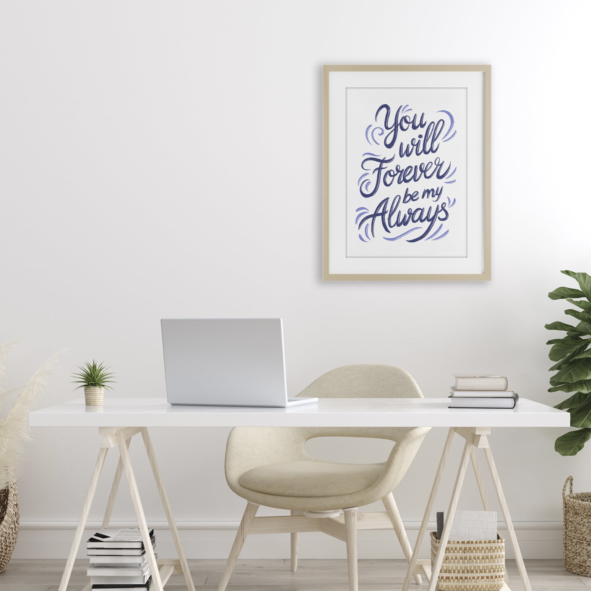 Stupell Industries Forever Be My Always Birch Framed Print Under Glass, design by Martina Pavlova