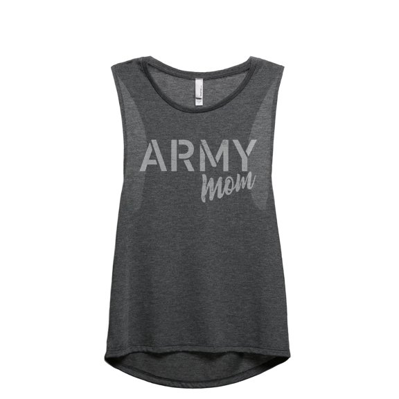 Army Mom Women's Fashion Sleeveless Muscle Workout Yoga Tank Top Charcoal Grey X-Large