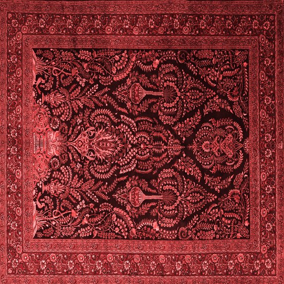 Ahgly Company Indoor Square Persian Red Traditional Area Rugs, 7' Square
