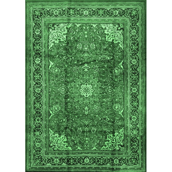 Ahgly Company Indoor Rectangle Persian Emerald Green Traditional Area Rugs, 7' x 9'
