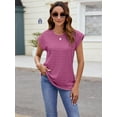thumbnail image 3 of Mengpipi Womens Tops Textured Cap Sleeve Lightweight Casual Knit Shirts S-XXL, 3 of 5