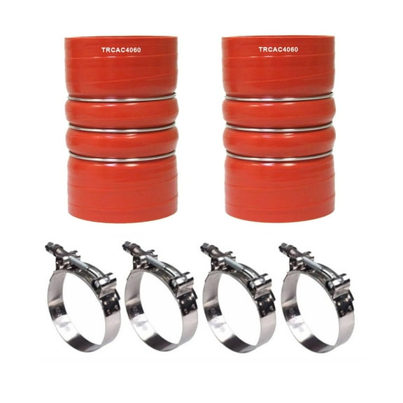 TORQUE 2PCS Silicone CAC Charge Air Cooler Hump Hose Boot Set 4" x 6" with T-Bolt Spring Loaded Clamps Set, 4 inch ID Turbo, Air Intake and Intercooler Hose Kit