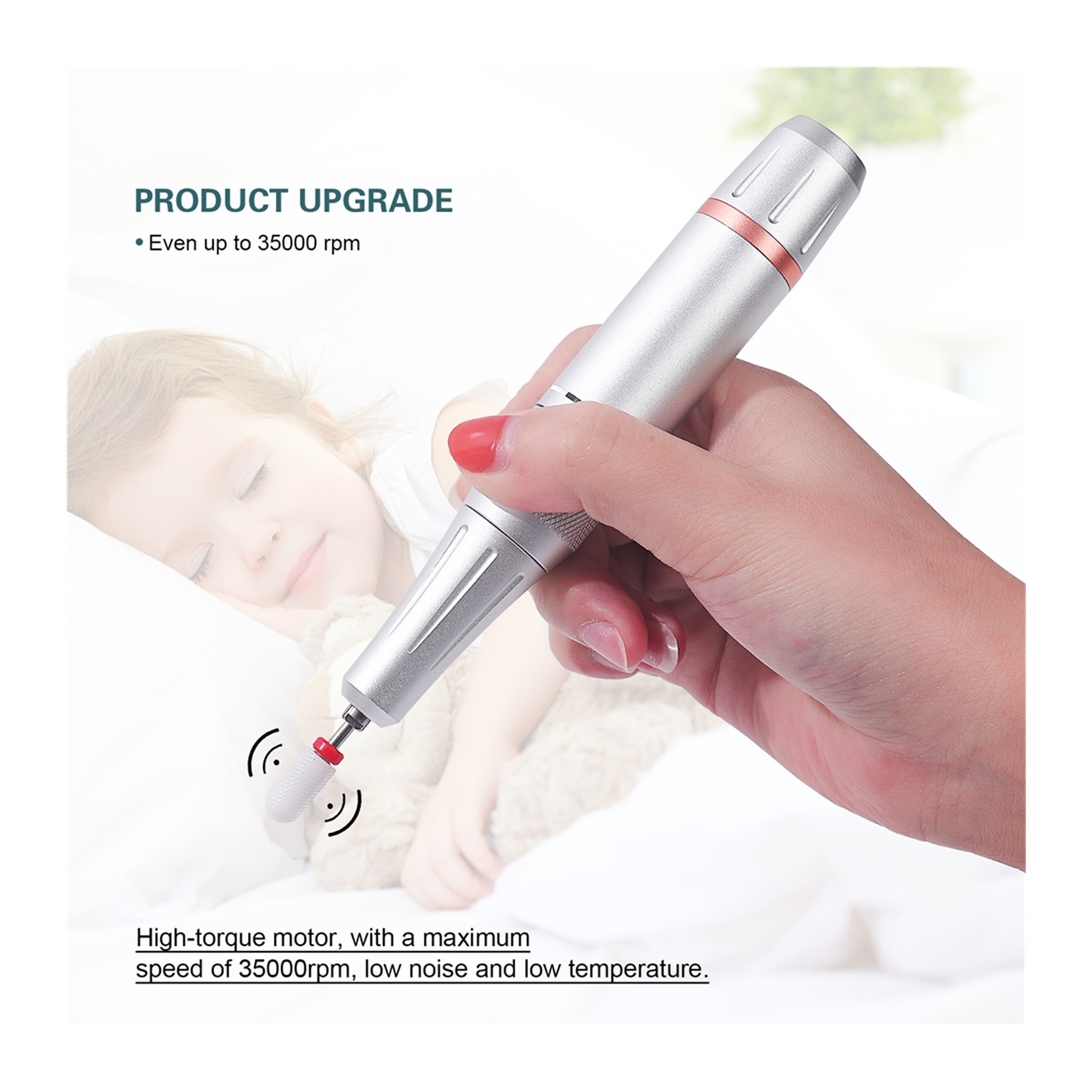 35000RPM Nail Drill Machine For Manicure, Electric Nail File With Touch Screen, Nail Sander Acrylic Milling Cutters, Nail Tools