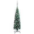 thumbnail image 1 of vidaXL Slim Artificial Pre-lit Christmas Tree with Ball Set Green 150 cm, 1 of 5