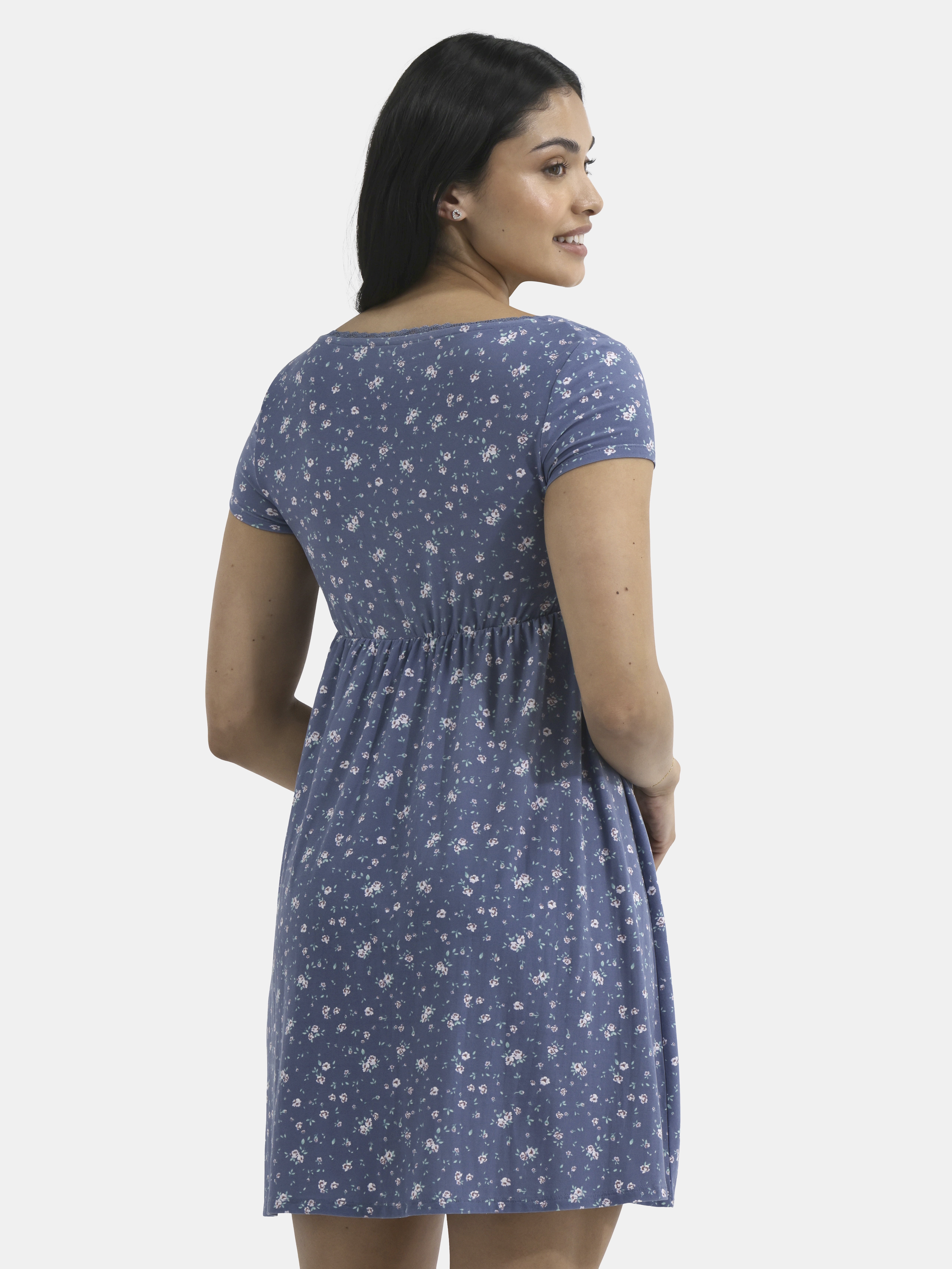 No Boundaries Babydoll Dress with Cap Sleeves, Women's