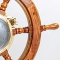thumbnail image 3 of Nagina International 24" Premium Porthole Clock Ship Wheel with Solid Teak Finish - Captain Maritime Beach Home Decor Gift, 3 of 5